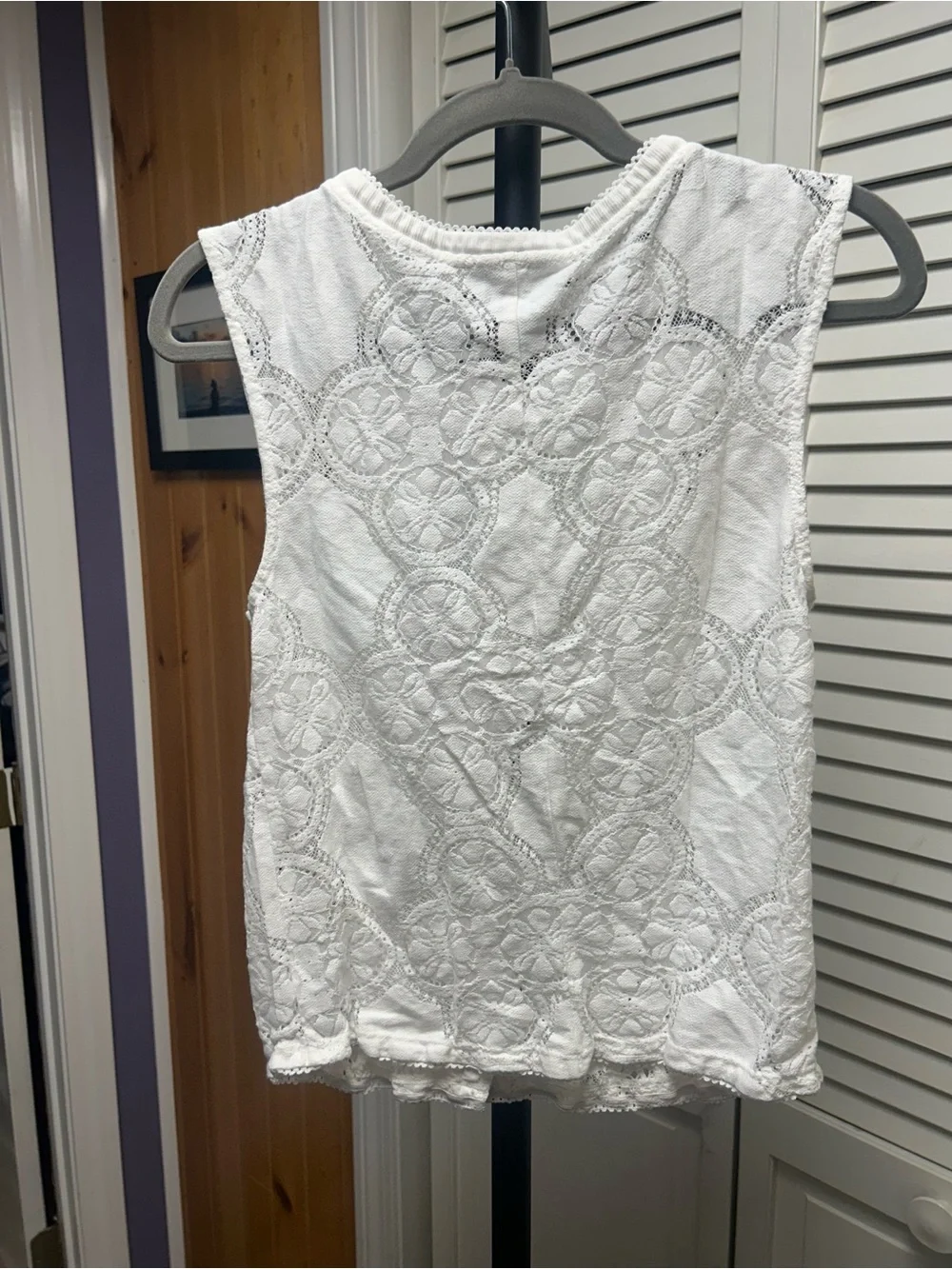 Nwot Free People jae Sleeveless white Lace Button-Front Top